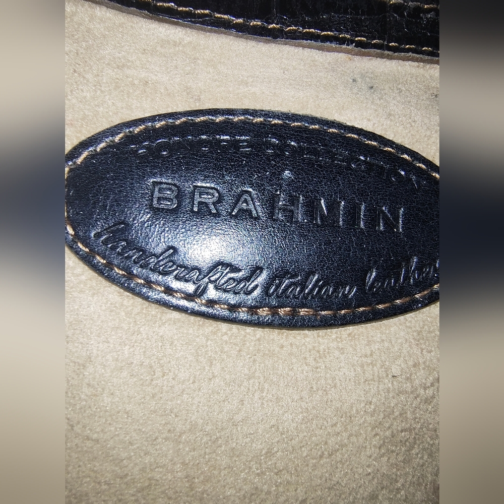 Brahmin Honor Collection Sleek Black Croc Embossed Shoulder Bag - Picture 16 of 16